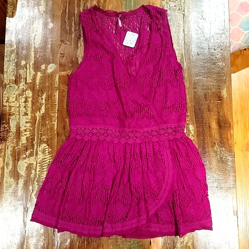 Free People Women's Lace Top - Pink XS